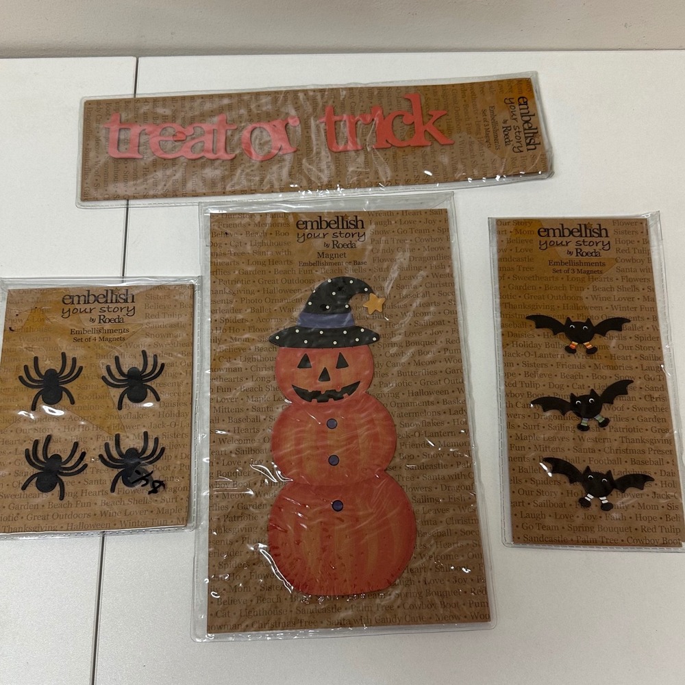 Demdaco Roeda Embellish Your Story Halloween Magnets Pumpkin Bat Spider Set